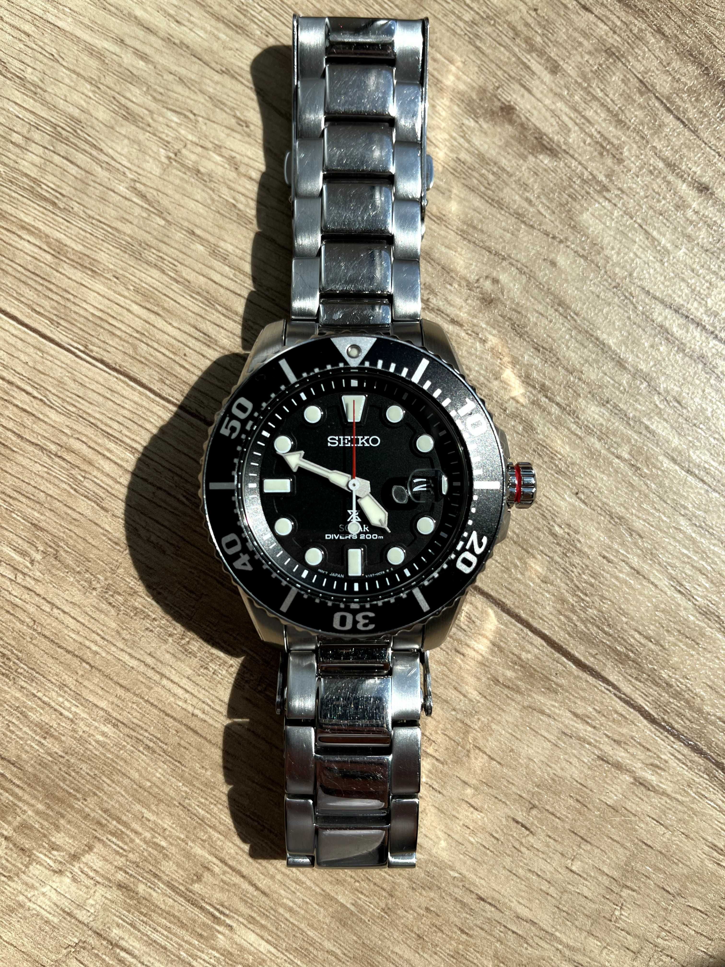 часы чоловічий годинник Seiko Prospex Solar Divers Black Dial-SNE437P1