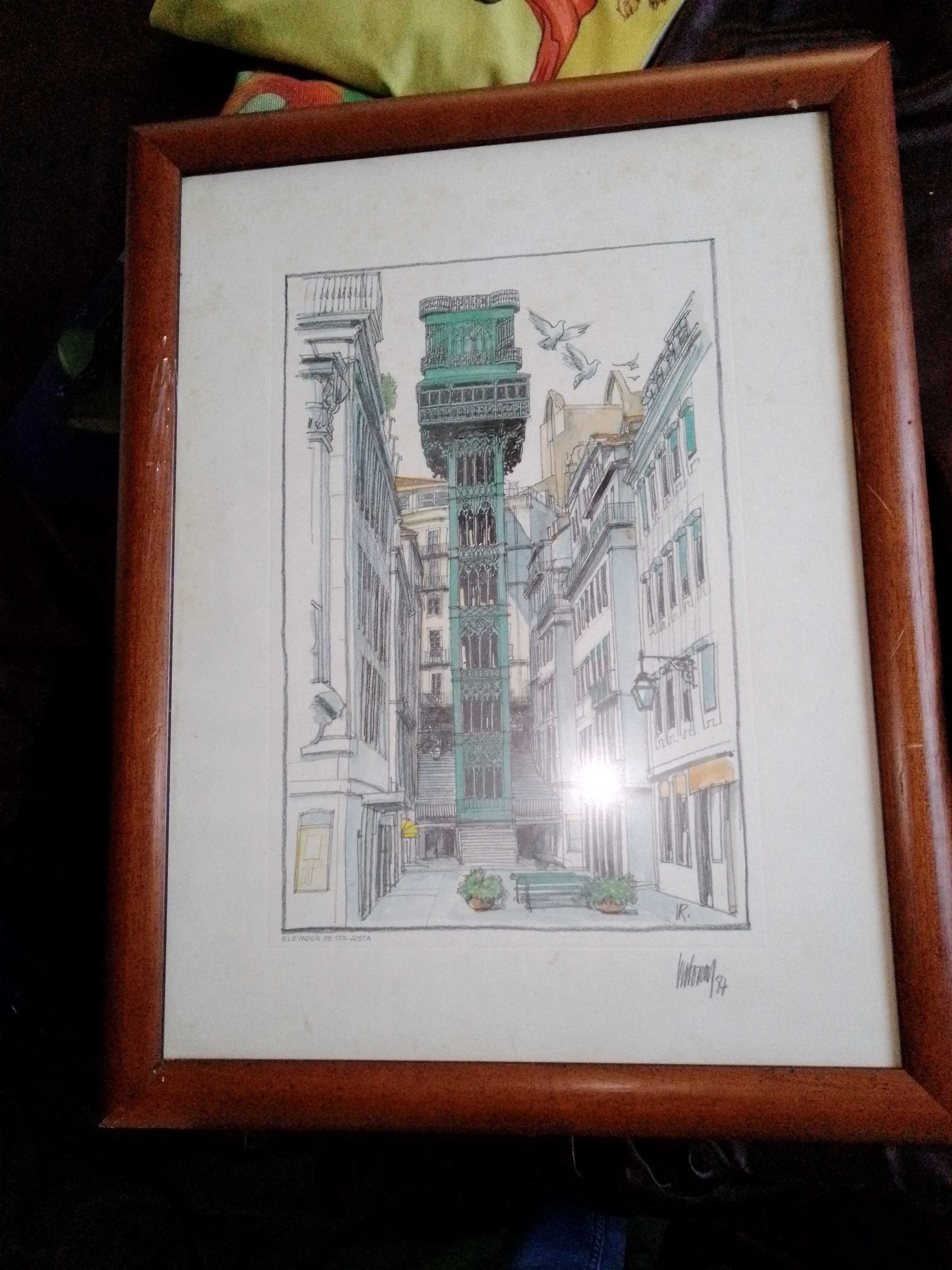 quadro elevador de santa justa  pintor Vitor Ribeiro 1987