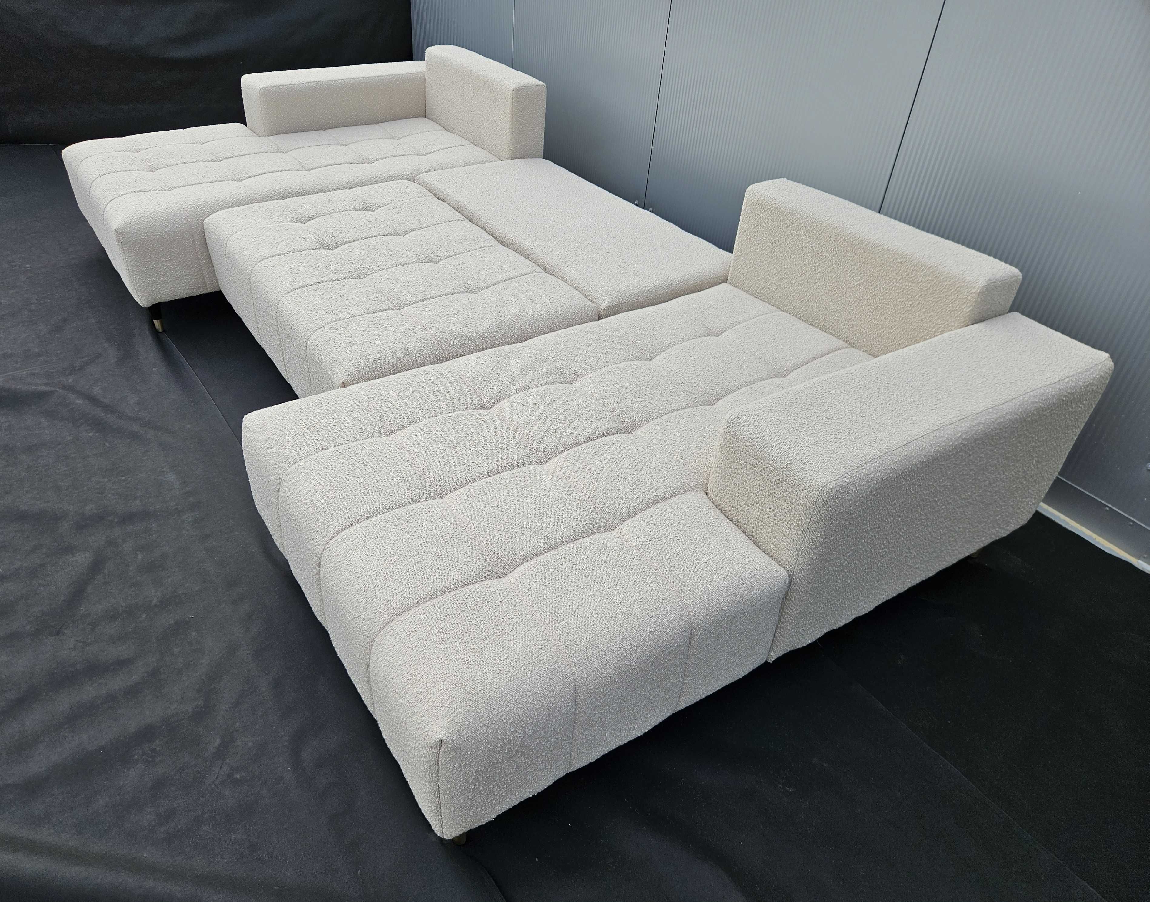 Stylowy narożnik MAGNUM z funkcją spania w eleganckiej tkaninie boucle