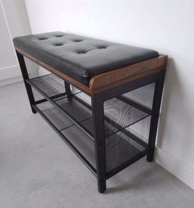 Stylowa szafka na buty regał przedpokój loft ławka ławeczka  obita