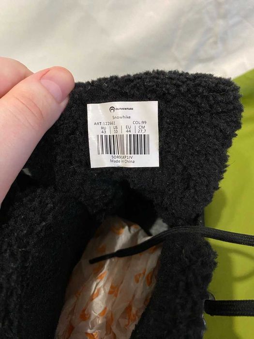 Чоловічі зимові черевики Outventure Snowhike Чорні розмір 43/27.7 см