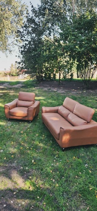 Sofa i fotel ze skóry