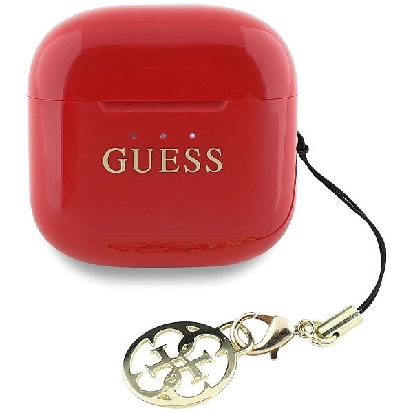 Słuchawki TWS Guess Glossy Effect Printed Classic Logo & Charm - czerw