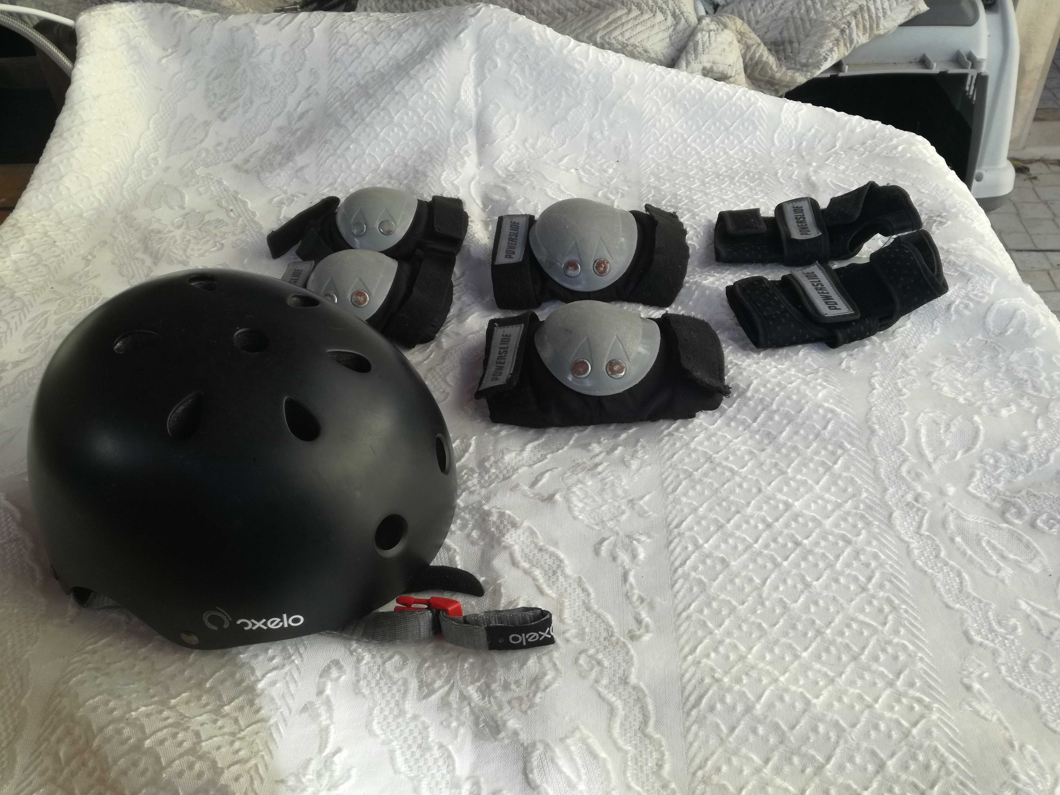Kit proteção capacete oxelo e proteção powerslide