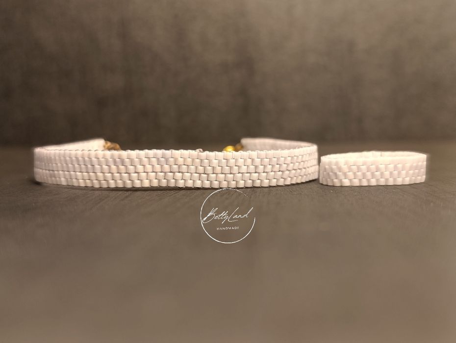 Bransoletka i pierścionek z koralików - handmade