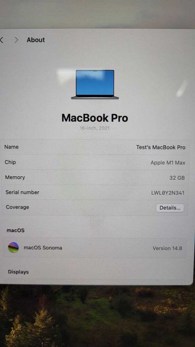 MacBook Pro 16 A2485 M1 MAX