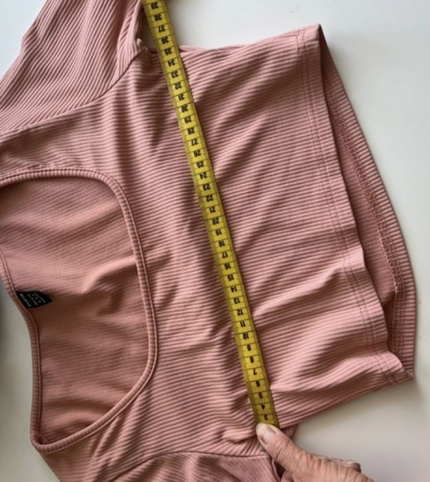 Bluzka crop top shein morelowa prążek prążkowana