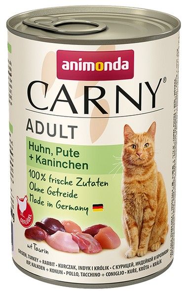Karma wysokomięsna dla kotów - Animonda Kurczak + Indyk + Królik 400g