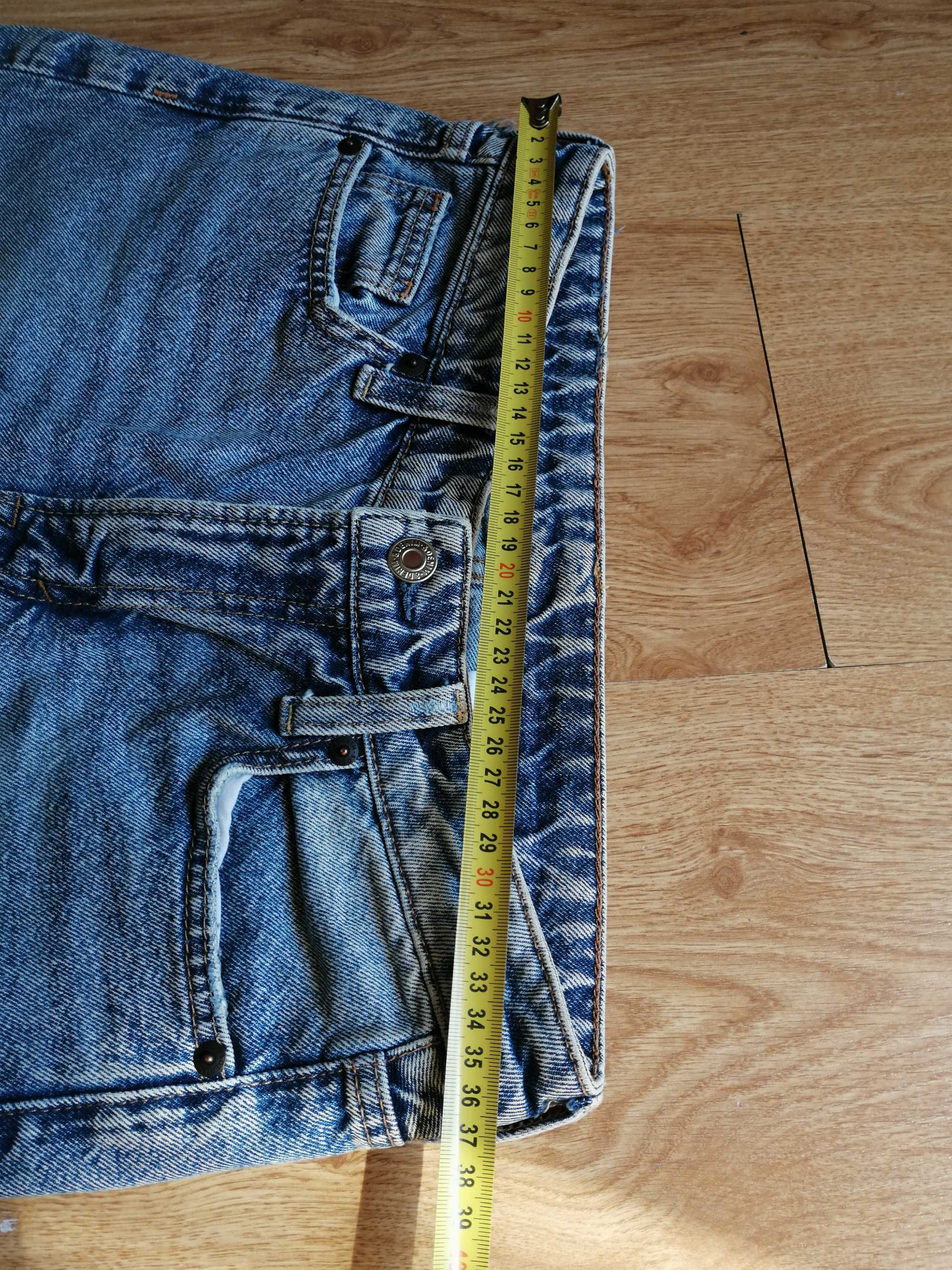 niebieskie jeansy straight mid waist regular fit