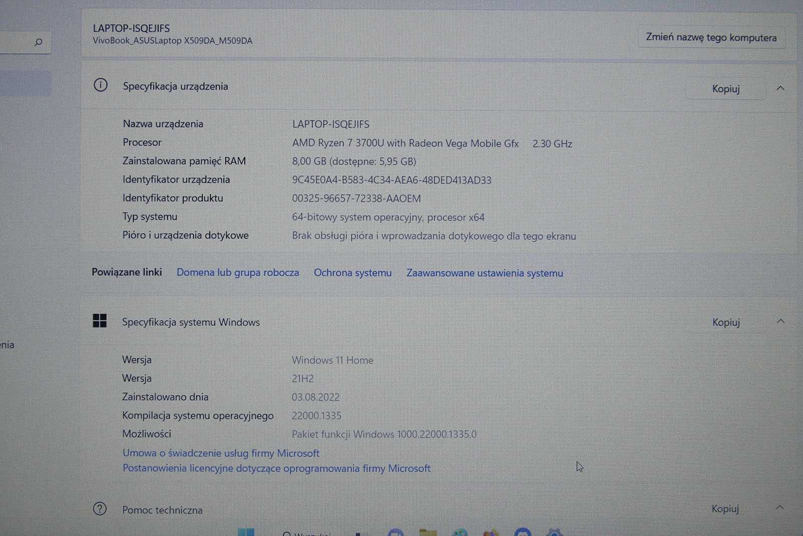 ASUS 15" M509DA, AMD Ryzen7, ładny, Kraków