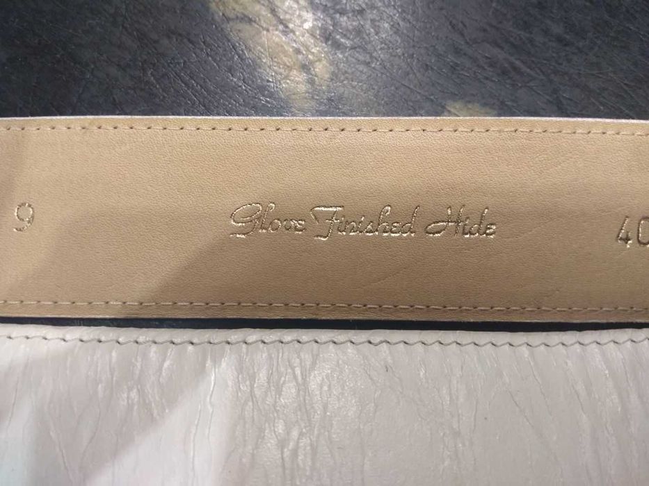 Кожаный ремень белый натуральная кожа.