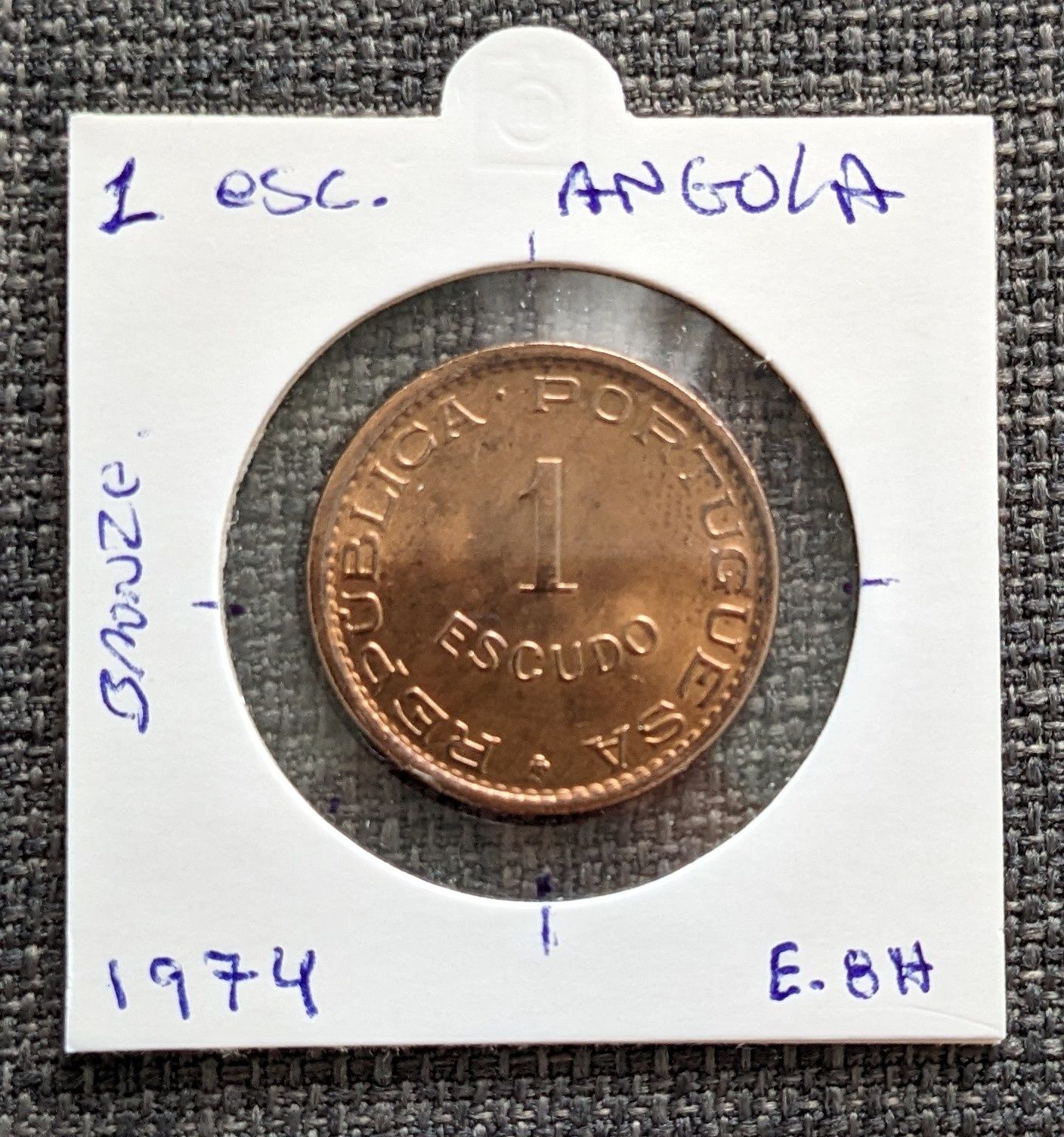 Moeda 1 escudo Angola 1974