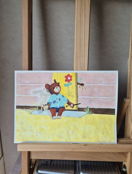 Miś Uszatek akwarela od artysty piękna na prezent