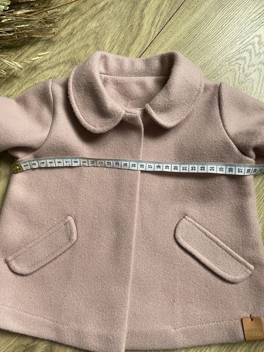 Płaszczyk dziewczęcy 56 Lukrecja + buciki 14/15 H&M na chrzest