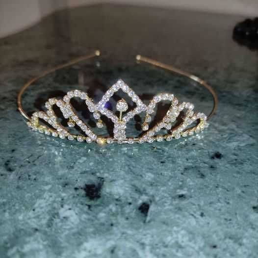 Tiara Coroa Dourada Brilhantes Noiva