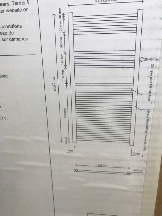 Рушникосушильник Flomasta 1200 мм x 600 мм 2101BTU чорного кольору