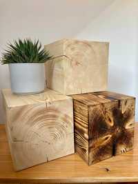 Dekoracyjny blok kostka drewniany pień kwietnik stojak stolik