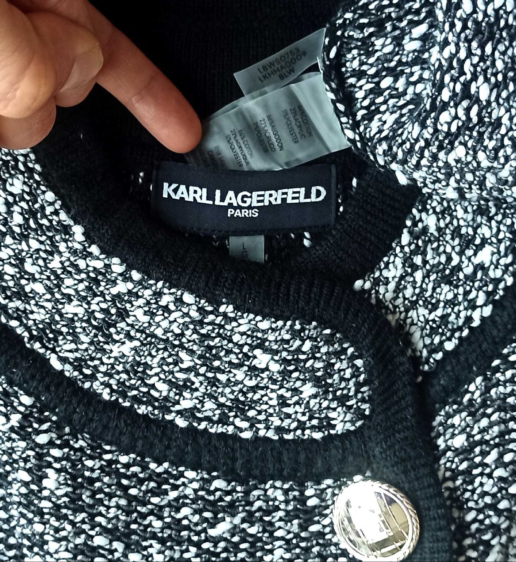 KARL LAGERFELD Oryginalny Sweter Sweterek Kardigan Zakiet Tweedowy