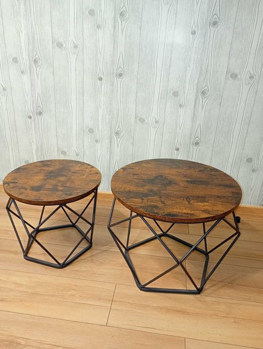 Stolik Kawowy Zestaw 2 Stolików Okrągłych