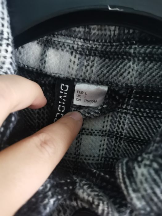 Płaszcz koszulowy w kratkę kurtka koszulowa H&M rozmiar L