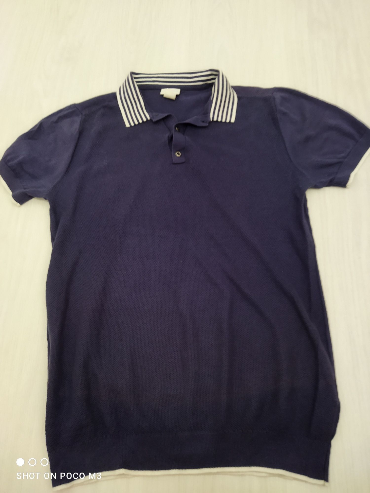 H&M granatowe polo sweterkwe męski t-shirt marynarski S