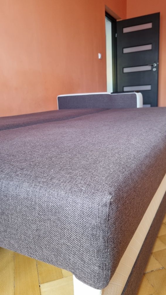 Duża rozkładana sofa z pojemnikiem - brązowy melanż
