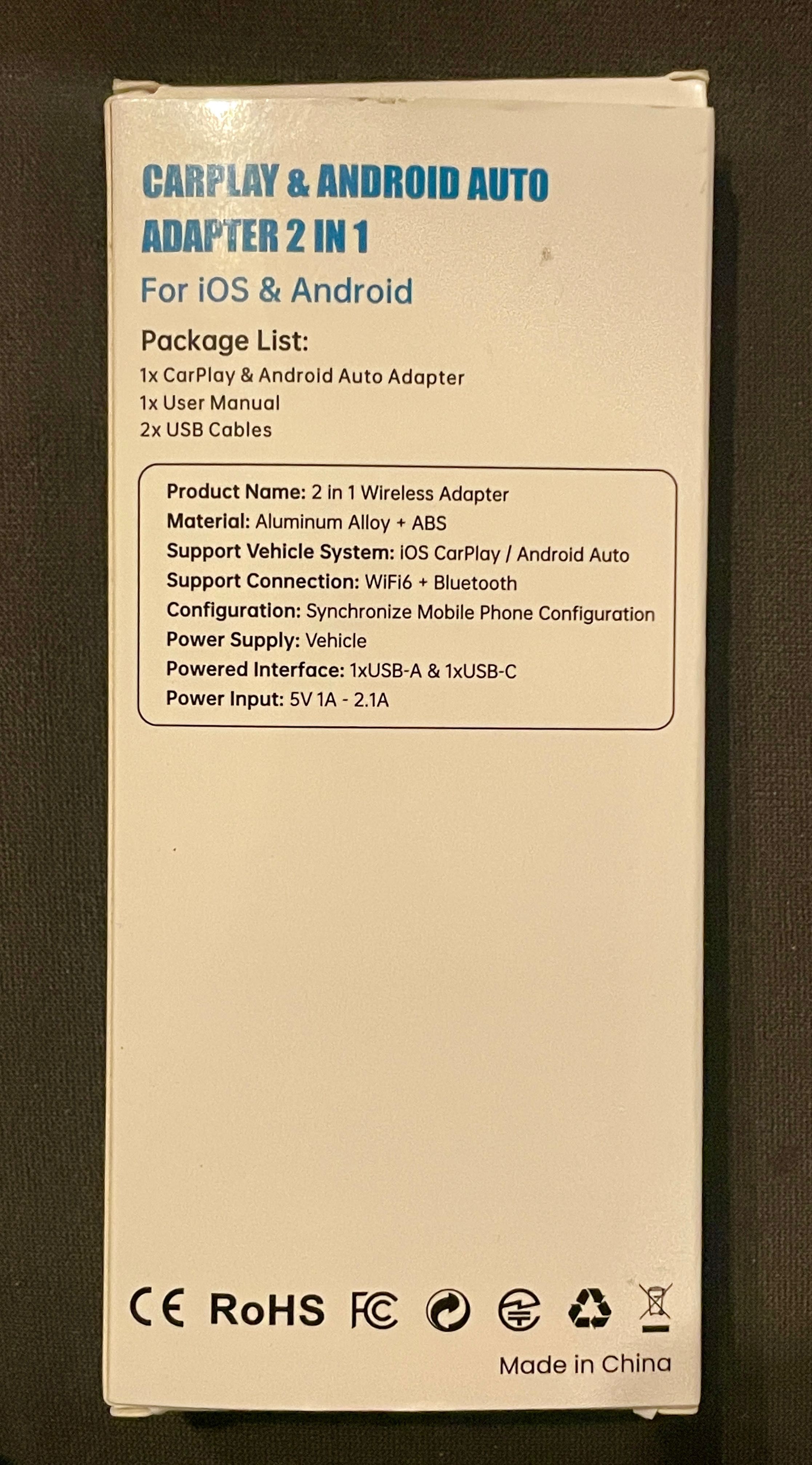 Adapter 2 w 1 carplay&android