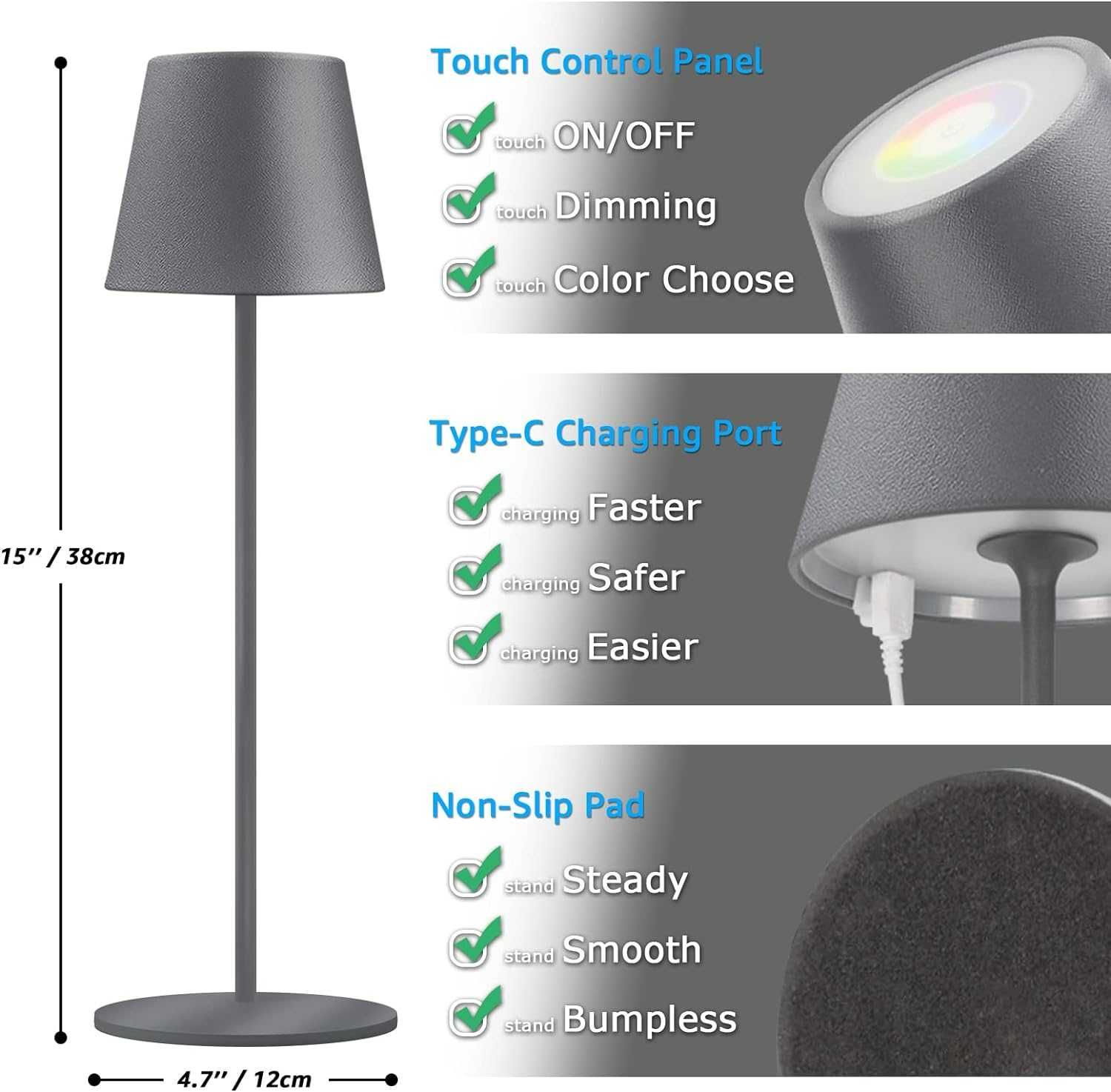 Lampy led stojące bezprzewodowe RGB 2 sztuki