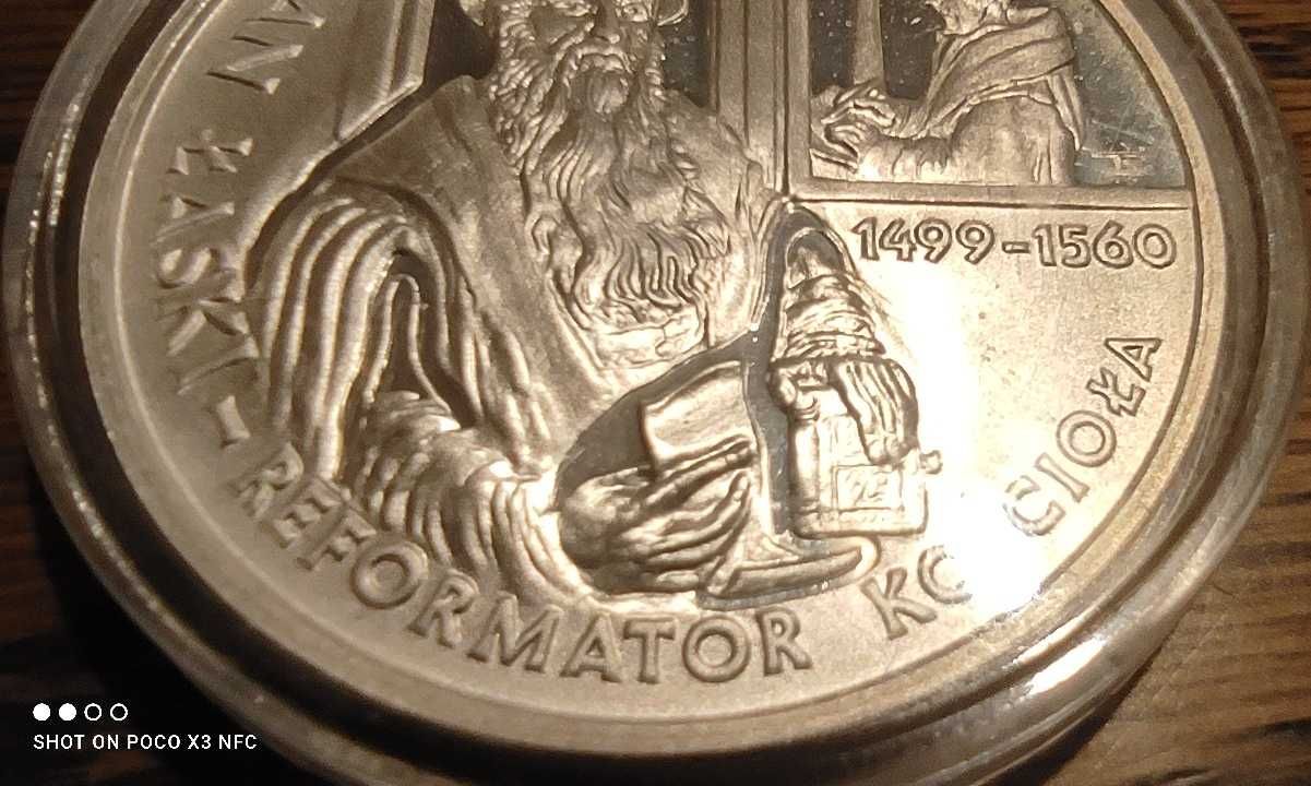 Moneta kolekcjonerska Polska 10 złotych 1999 Jan Łaski srebro mennicza