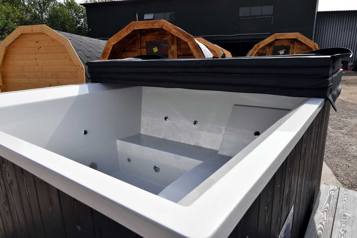 Jacuzzi ogrodowe 192x210cm balia drewniana sauna oświetlenie super