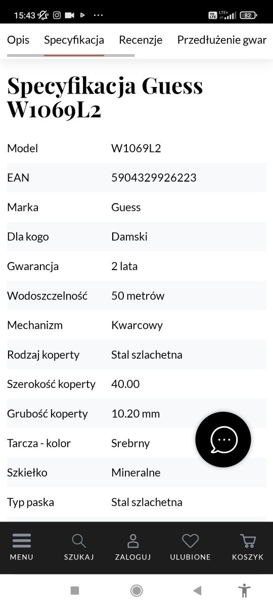 Zegarek Guess W1069L2
