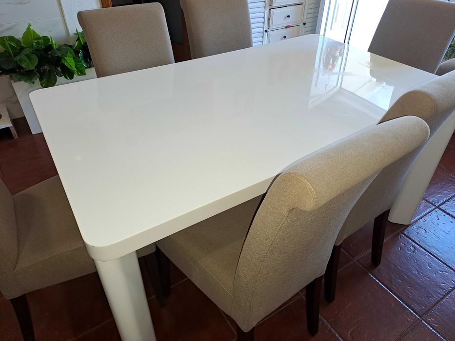 Mesa de cozinha 6 Cadeiras alto brilho