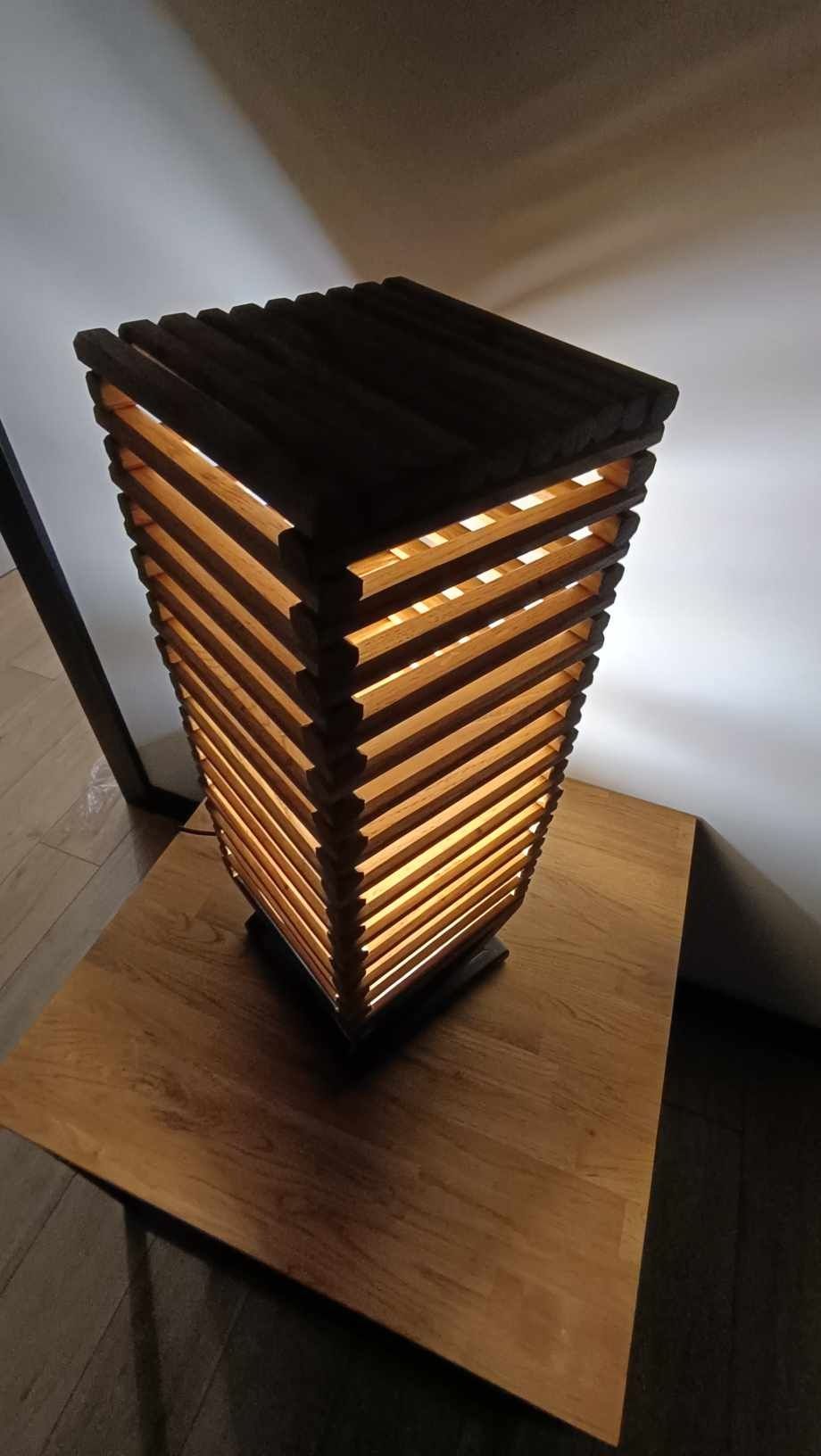 Lampa lemelkowa dębowa stojąca