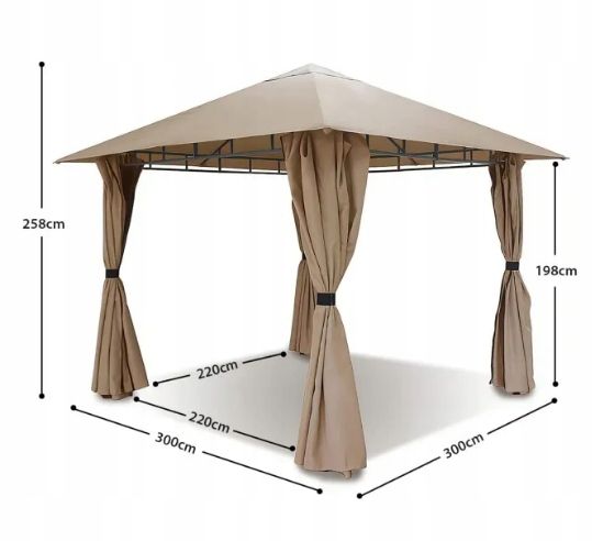 Pawilon Namiot ogrodowy Tarasowy Sekey 4 ścianki 300 x 300 x 300 cm