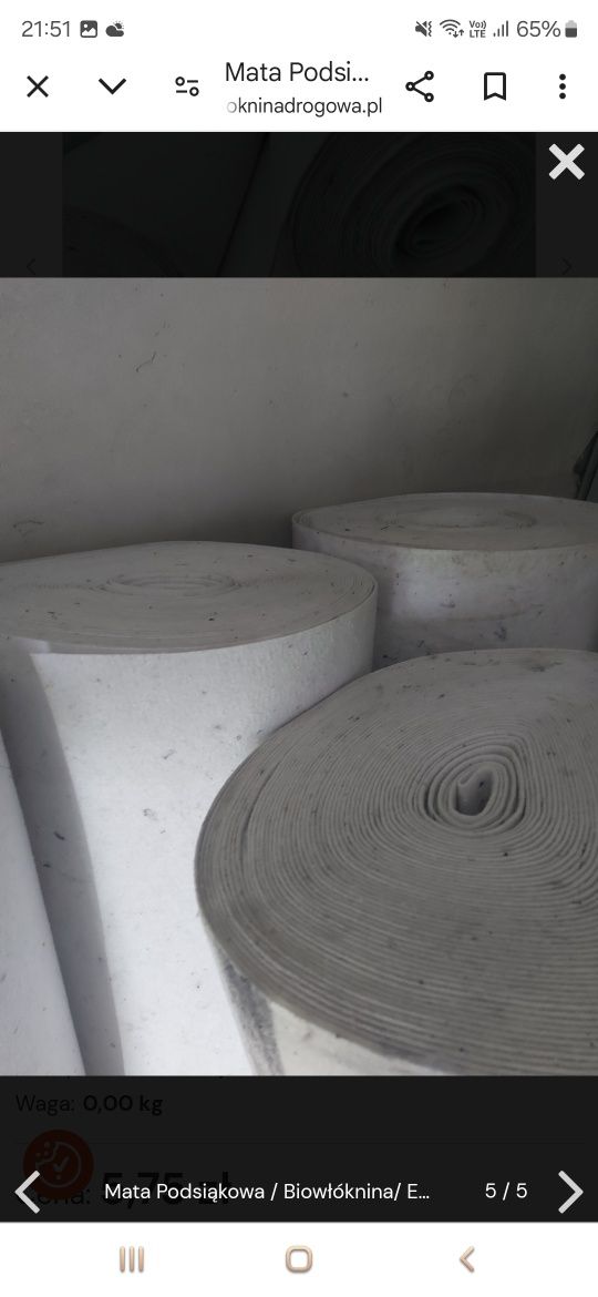 Filc Techniczny Tapicerski - 500g/m2 , rolki PREMIUM