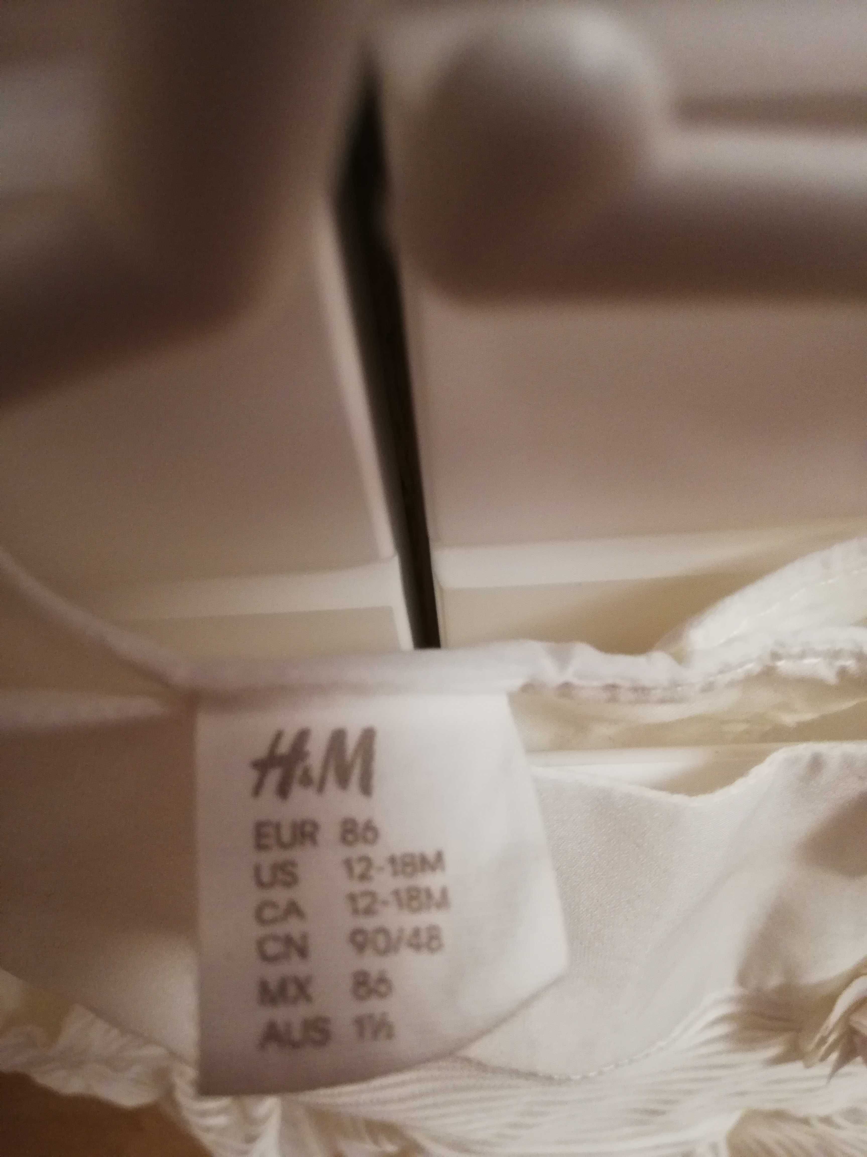 Sukienka świąteczna biała chrzest HM H&M 86 dziewczynka elegancka