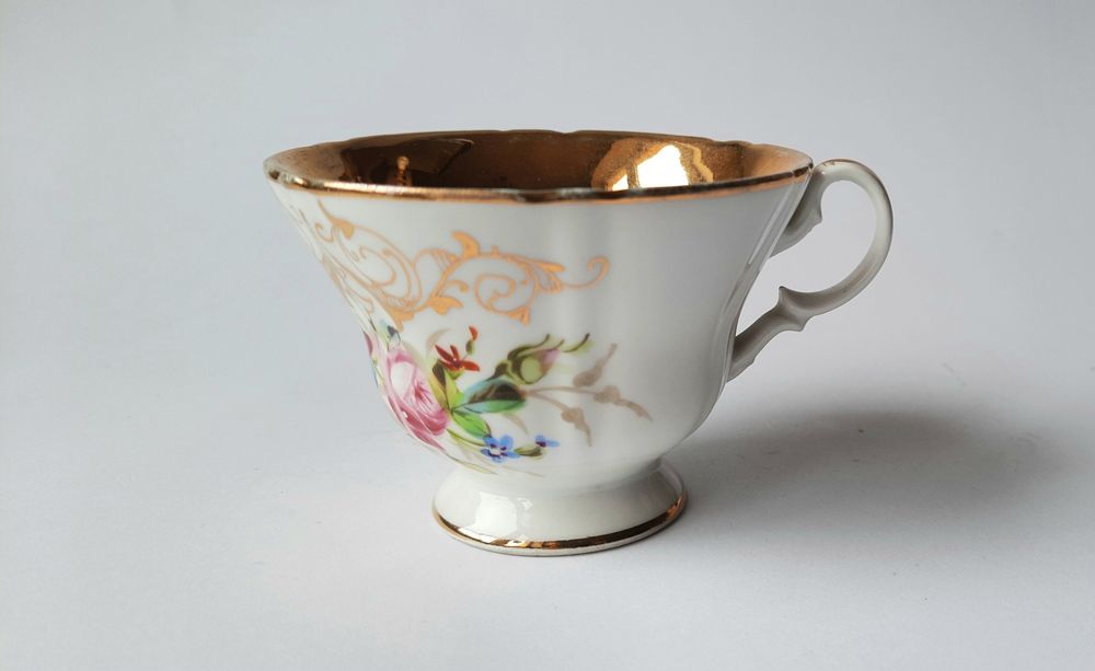 Samotna porcelanowa filiżanka  - C.T. - Stary Śląsk- XIX w. - antyk