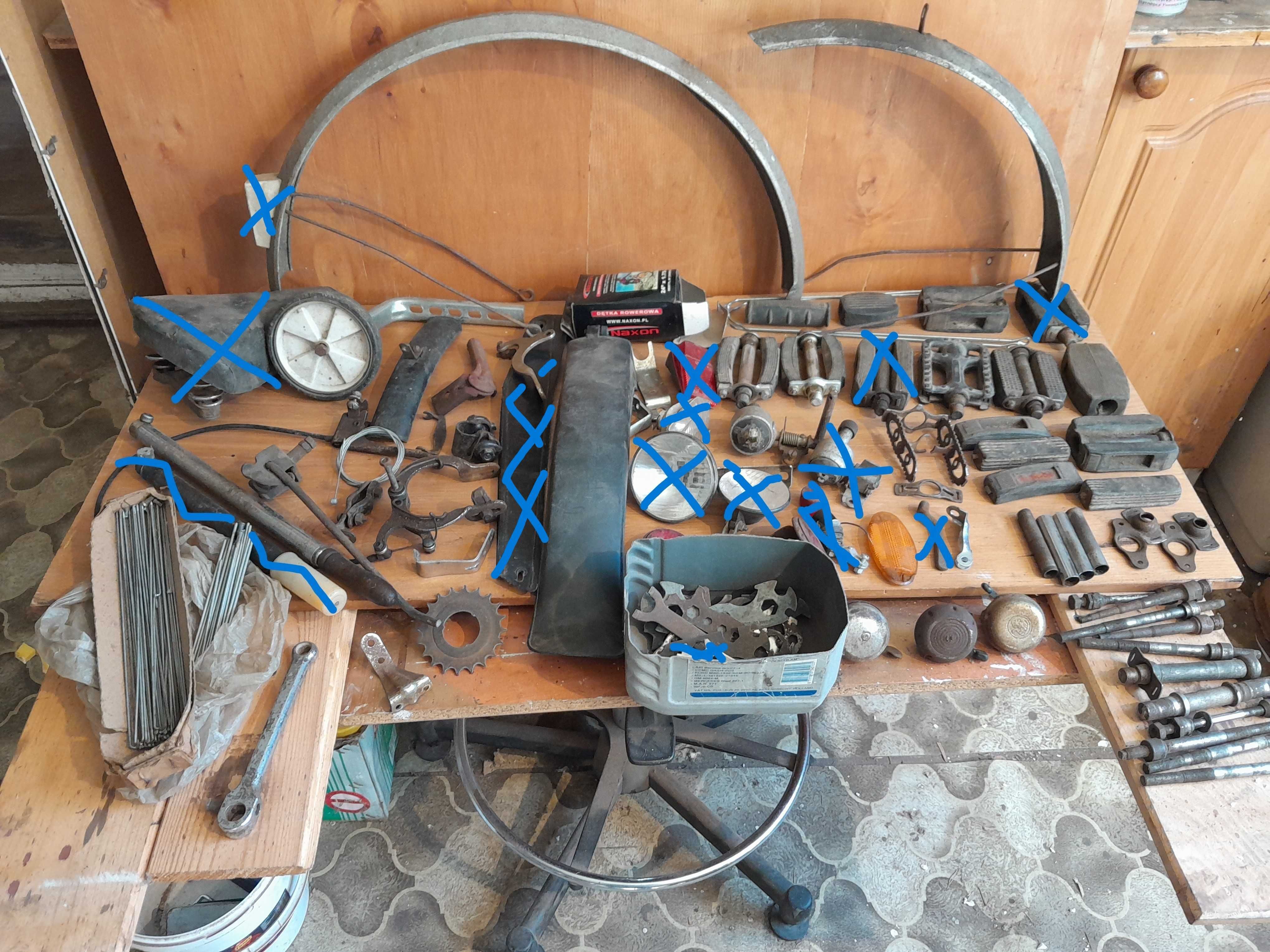 Duży zestaw części do różnych rowerów rowerowe PRL ZENIT i nie tylko