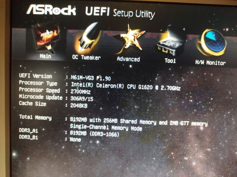 AsRock H61M-VG3 + Celeron 2,7 + Ram 8gb
