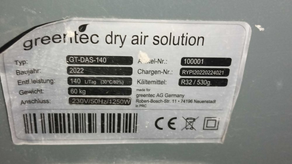 Osuszacz przemysłowy GREENTEC DAS 140