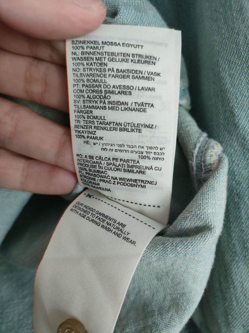 Superdry – Niebieska jeansowa koszula oversize z haftowanym wzorem