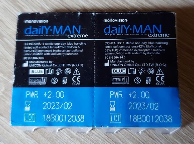 Soczewki kontaktowe jednodniowe Daily-MAN +2.00 dwie szt.