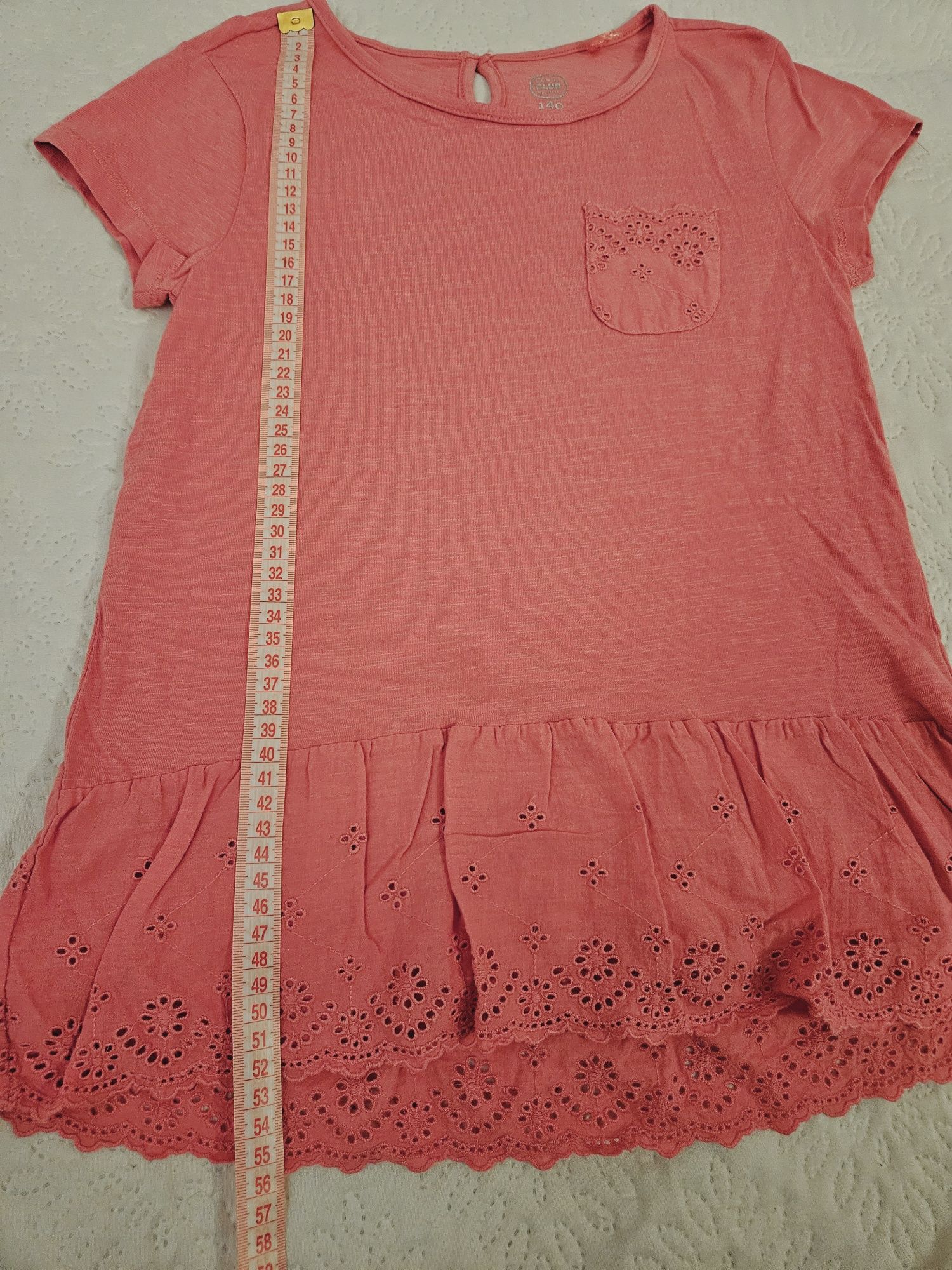Koszulka r. 140 bluzka falbanka łososiowo/różowa Cool Club
