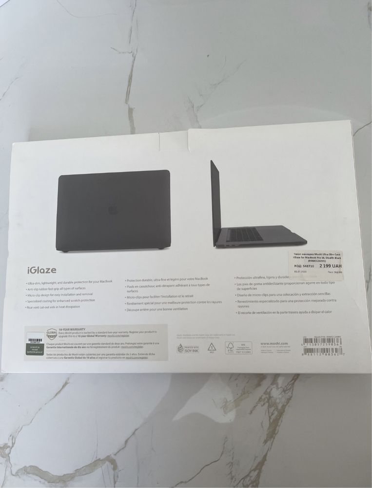 Чехол накладка Moshi Ultra slim case Mac Book pro 16 black черный