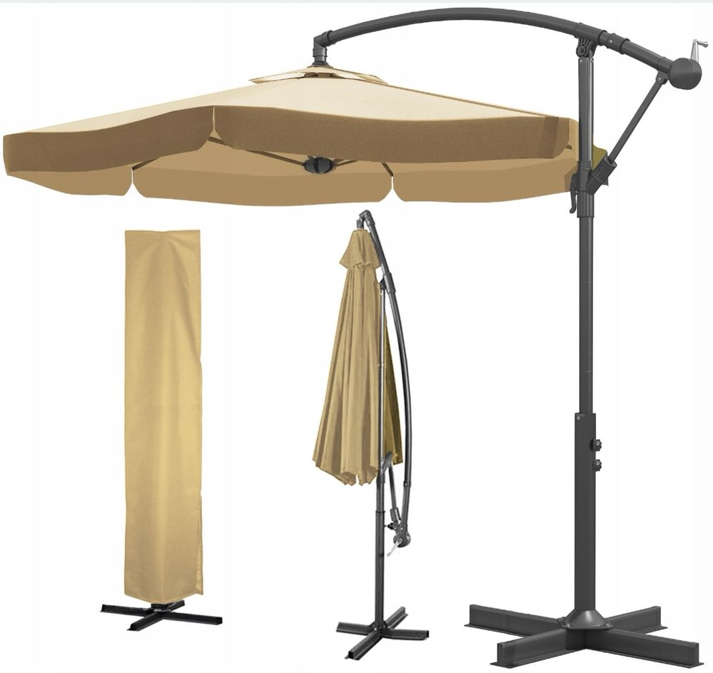 Parasol ogrodowy duży 3.5 m rozkładany z wysiegnikiem