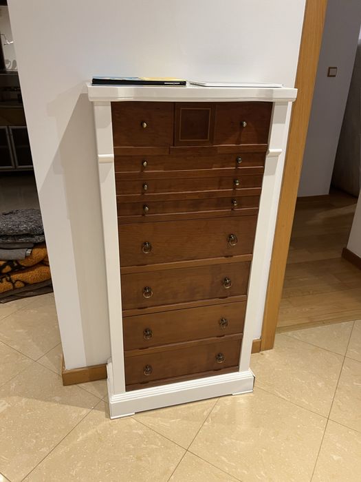 Sapateira lacado branco e madeira