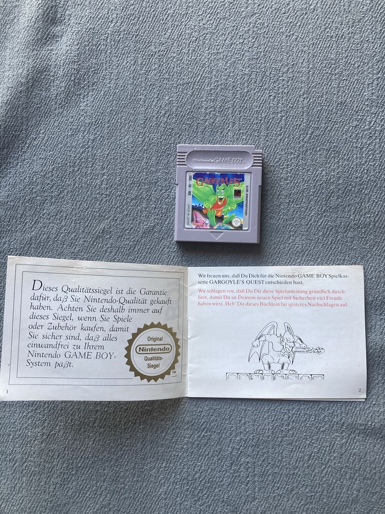 GameBoy original + jogo Gargoyle's Quest com manual