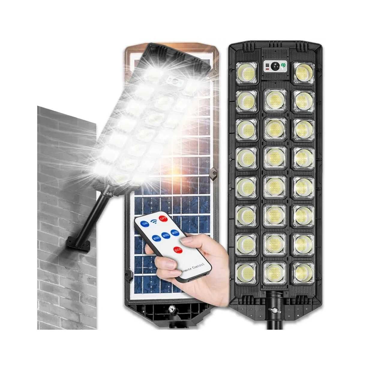 DUŻA Lampa solarna uliczna 600 LED 2000w MOCNA Halogen Zewnętrzna SOLA