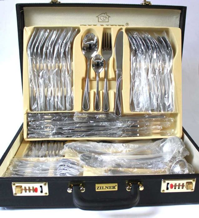 komplet sztućców Zilner ZL-6505 dla 12os. 72 elementy + CZARNA WALIZKA