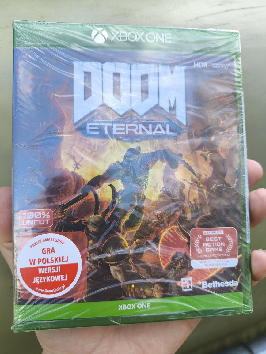 Doom Eternal PL + metalowy plakat xbox one Nowa w Folii